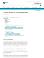Scope of Practice for Audiology Assistants