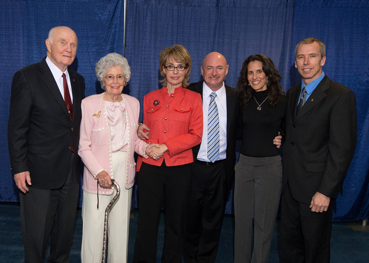 John and Annie Glenn, Gabby Giffords and Mark Kelly, Indira and Drew Feustel